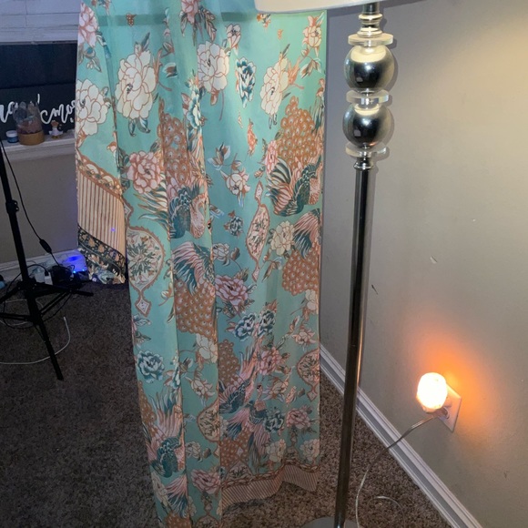 One size kimono swimsuit bodysuit cover sheer Turquoise with 10 lining accents - Picture 10 of 10